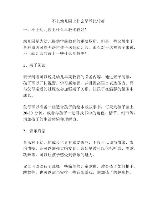 不上幼儿园上什么早教比较好的参考方案