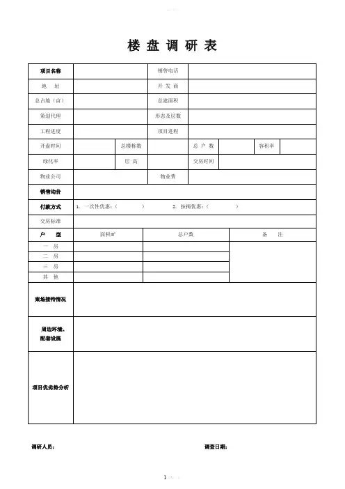 房地产市调表格