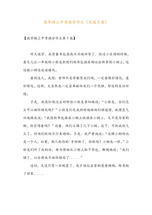 放学路上中考满分作文(优选3篇)