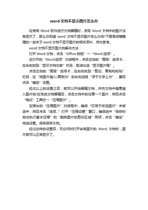 word文档不显示图片怎么办