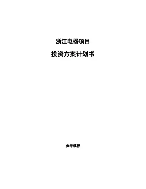 浙江电器项目投资方案计划书