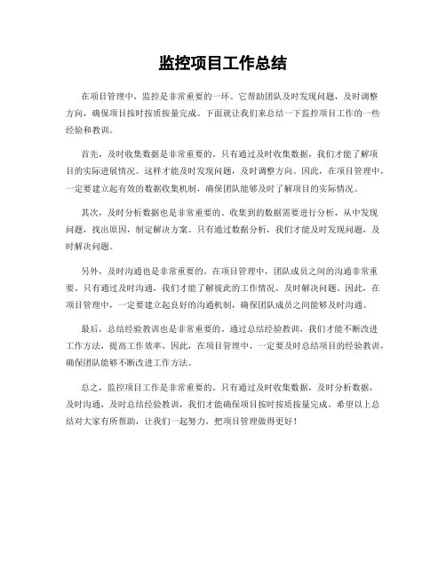 监控项目工作总结