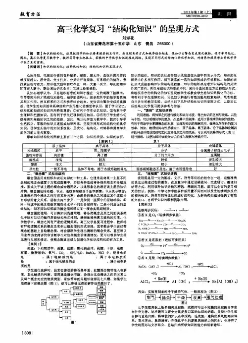 高三化学复习“结构化知识＂的呈现方式
