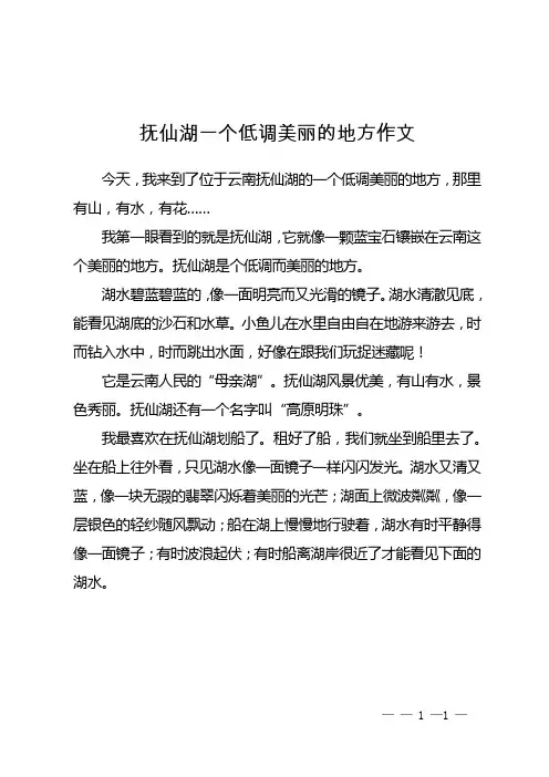 抚仙湖一个低调美丽的地方作文