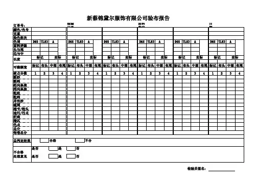 验布报告面料检验报告