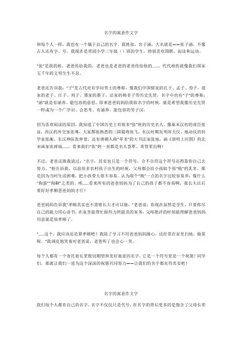名字的寓意作文600字_3