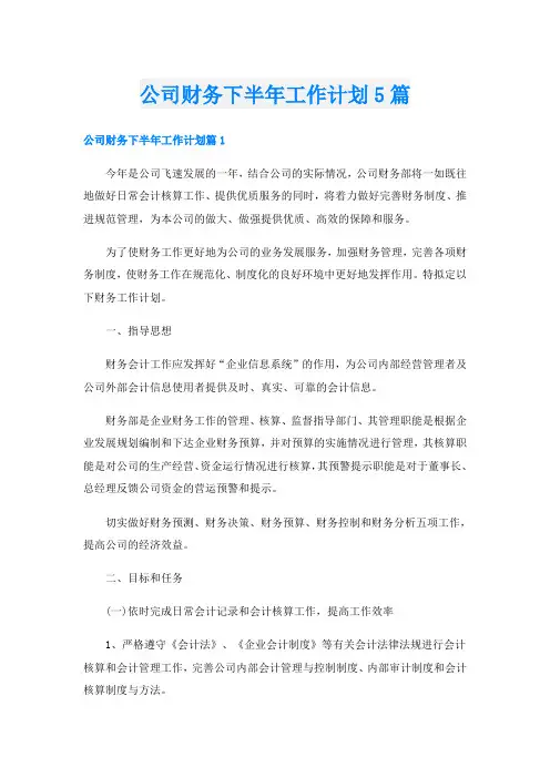 公司财务下半年工作计划5篇