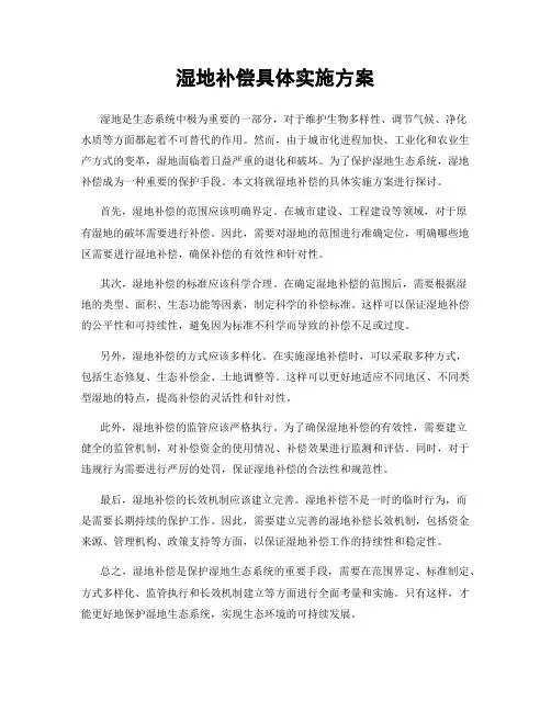湿地补偿具体实施方案