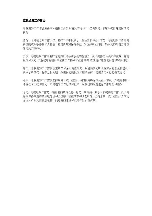 巡视巡察工作体会