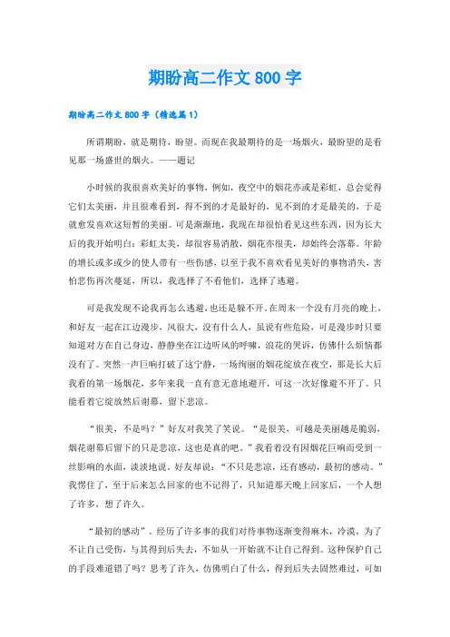 期盼高二作文800字