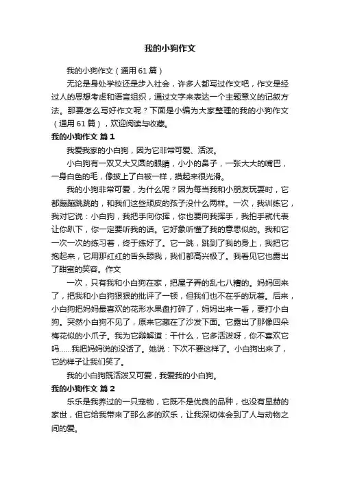 我的小狗作文（通用61篇）