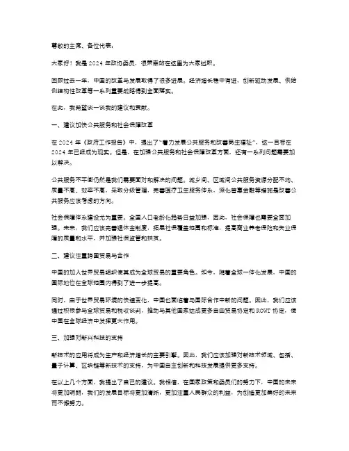 2024年政协委员述职报告