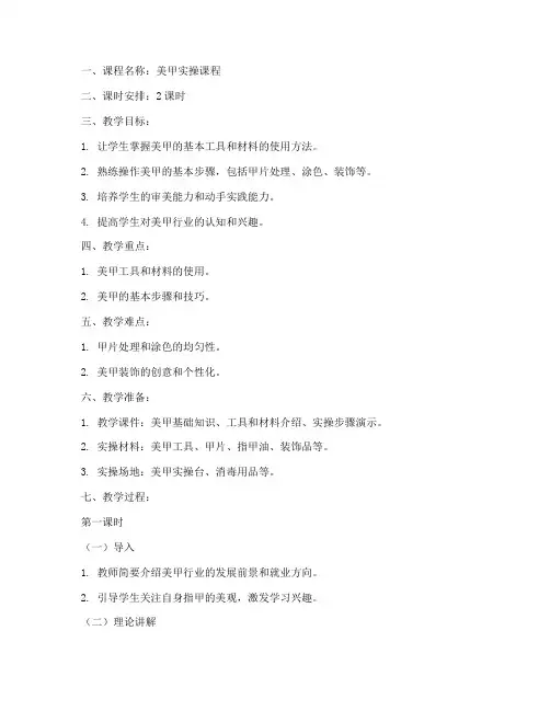 美甲实操指导教案模板范文