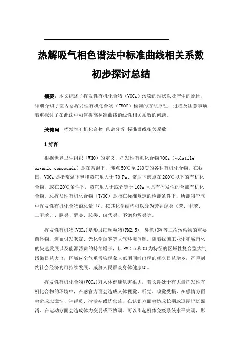 热解吸气相色谱法中标准曲线相关系数初步探讨总结