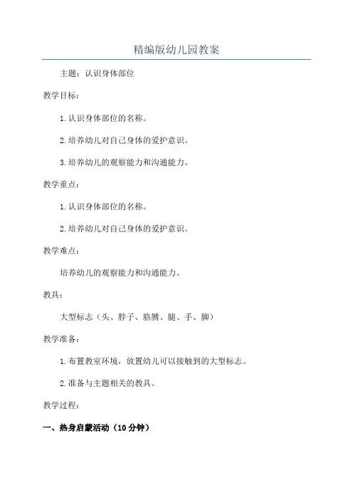 精编版幼儿园教案