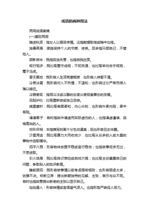 成语的两种用法