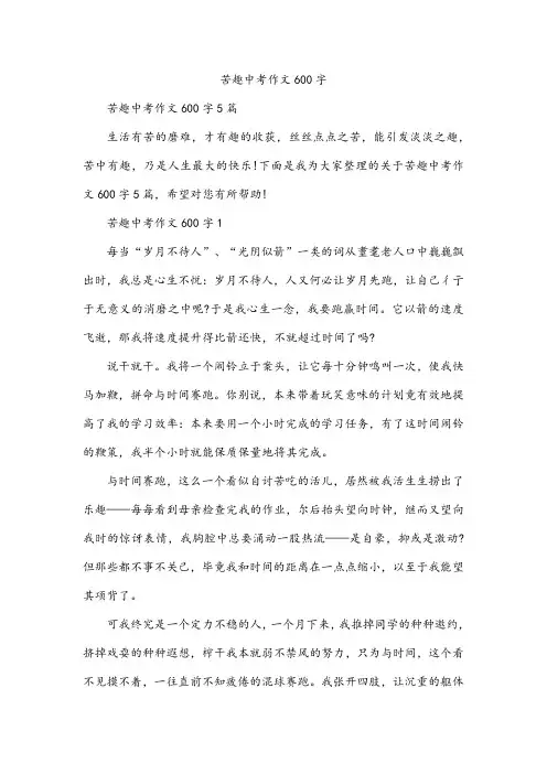 苦趣中考作文600字