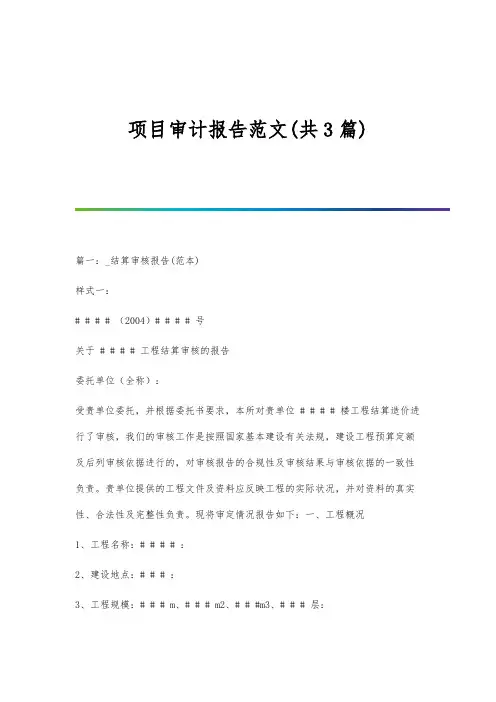 项目审计报告范文(共3篇)