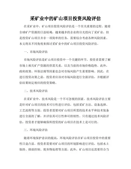 采矿业中的矿山项目投资风险评估