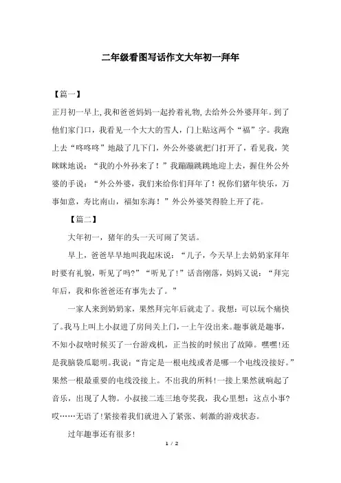 二年级看图写话作文大年初一拜年