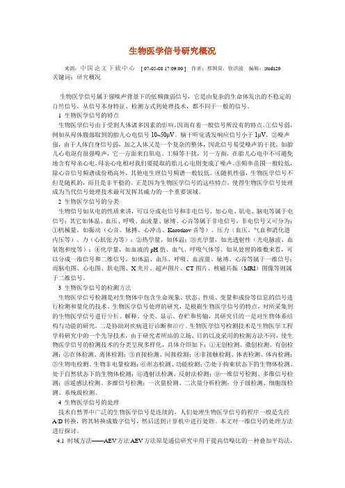 生物医学信号研究概况