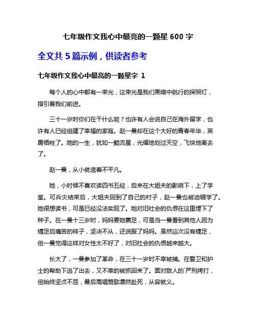 七年级作文我心中最亮的一颗星600字
