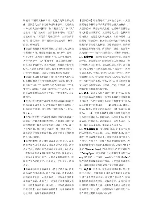语言学概论名词解释