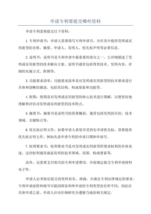 申请专利要提交哪些资料