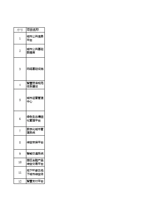 智慧城市项目清单
