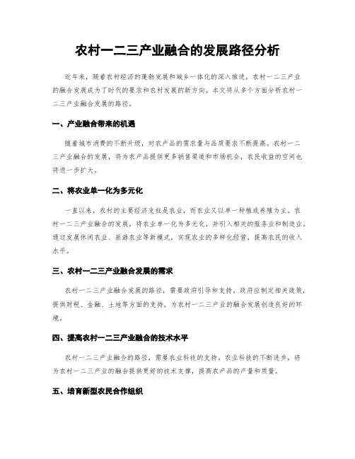 农村一二三产业融合的发展路径分析