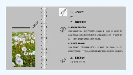 少儿3岁-4岁水粉画《蒲公英》—美术课件