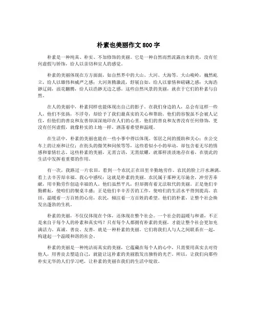 朴素也美丽作文800字