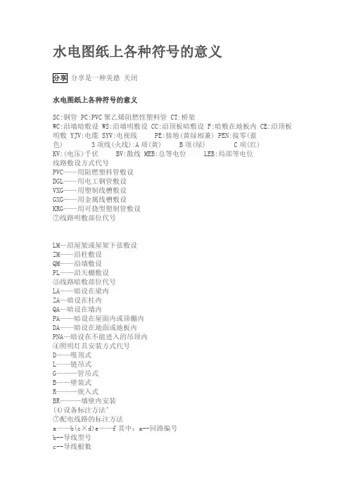 水电图纸上各种符号的意义