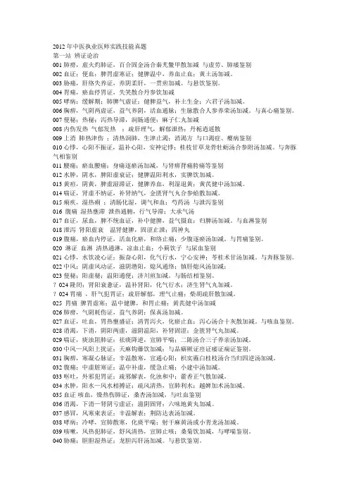 2012年中医执业医师实践真题