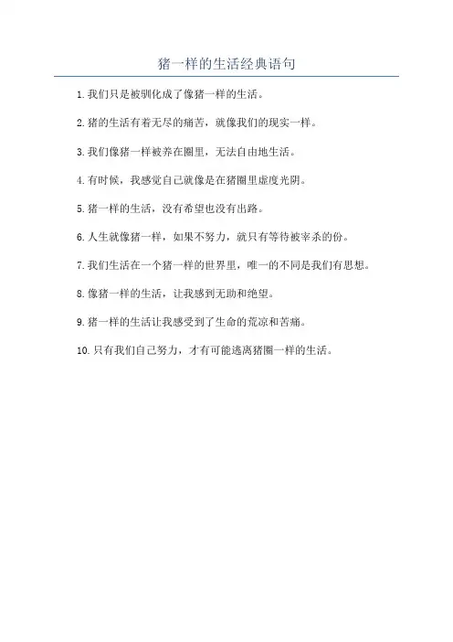 猪一样的生活经典语句