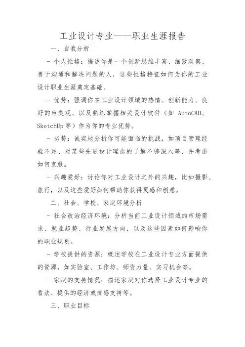 工业设计专业——职业生涯报告