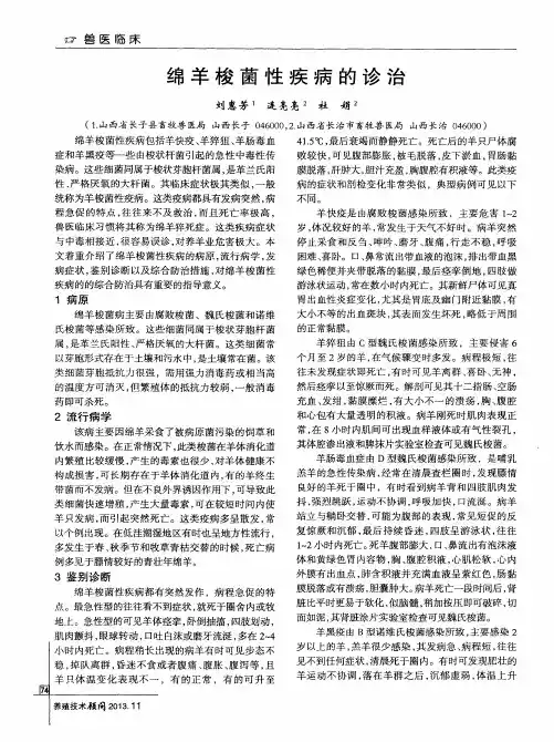 绵羊梭菌性疾病的诊治