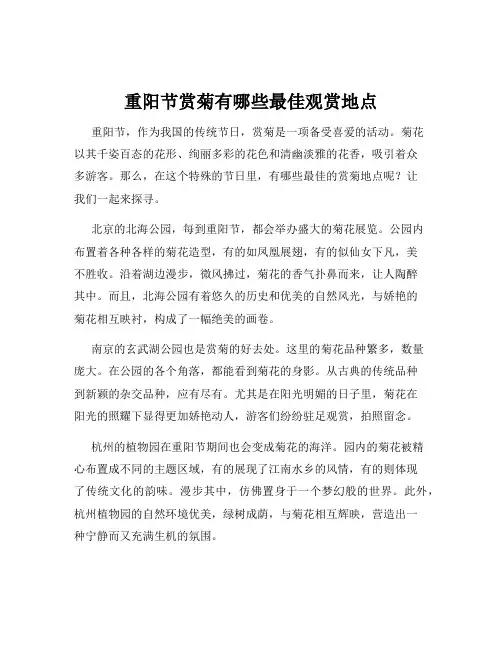 重阳节赏菊有哪些最佳观赏地点