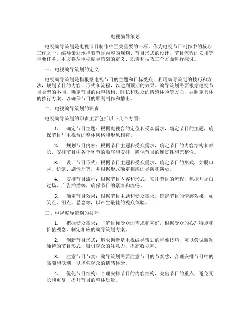 电视编导策划