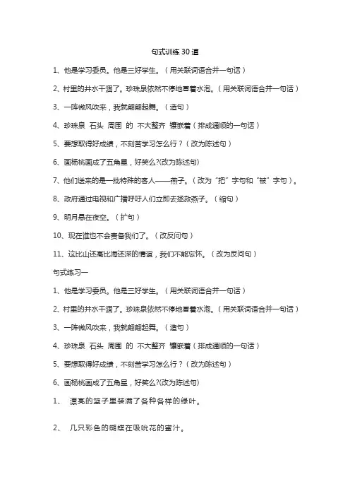 句式训练30道