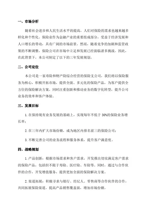 保险支公司三年发展规划