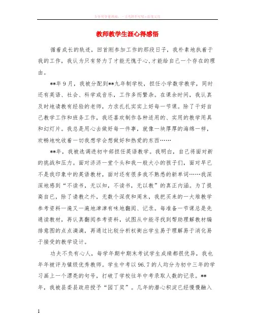教师教学生涯心得感悟
