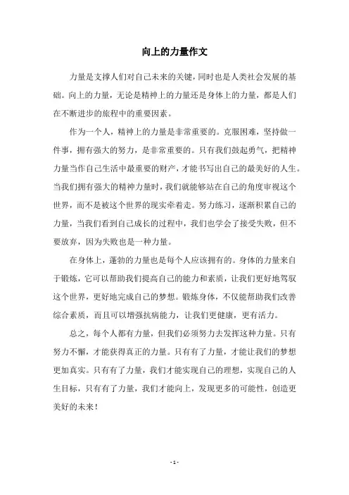 向上的力量作文