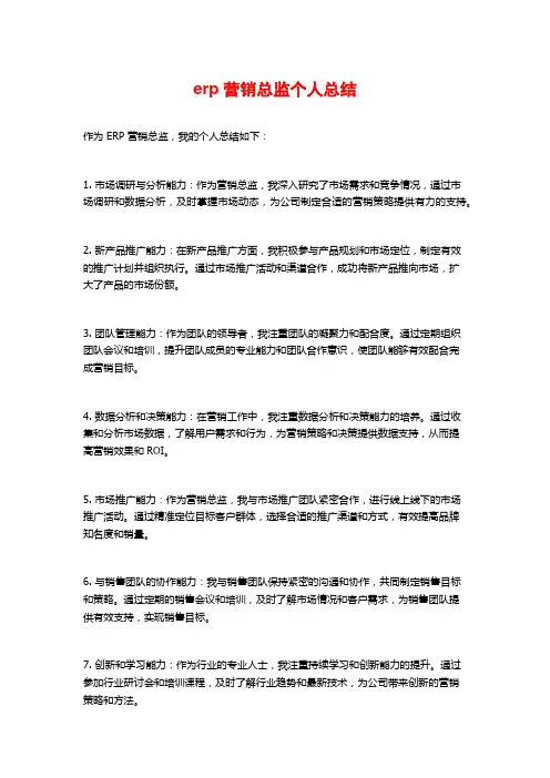 erp营销总监个人总结