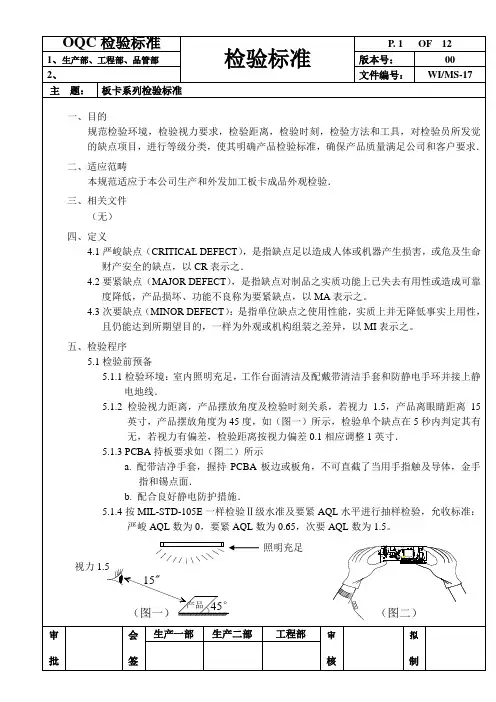 OQC检验标准