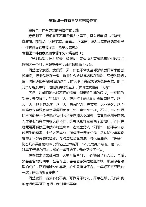 寒假里一件有意义的事情作文