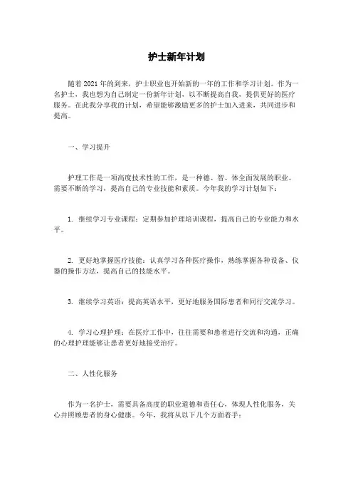 护士新年计划