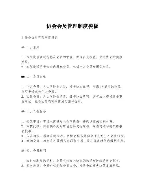 协会会员管理制度模板