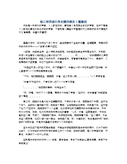 初二年级成长作文精选例文5篇集锦