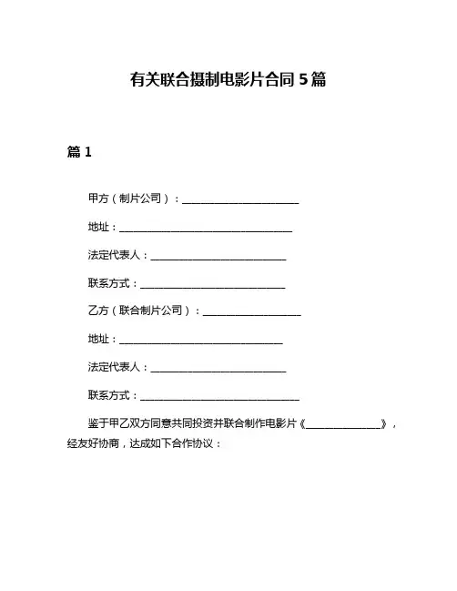 有关联合摄制电影片合同5篇